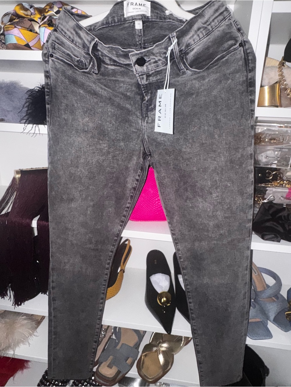 Frame Denim Women’s Charcoal Gray Slim Straight Jeans - Picture 2 of 3